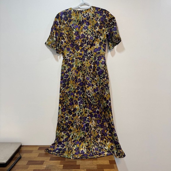 J Mclaughlin Giovanna Dress NEW $328 Midi Short Sleeve Silk Marigold Abstract - Picture 5 of 6